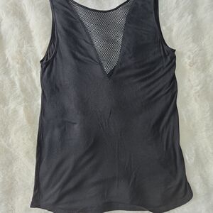 ALO Yoga Black V-Neck Mesh Tank Top